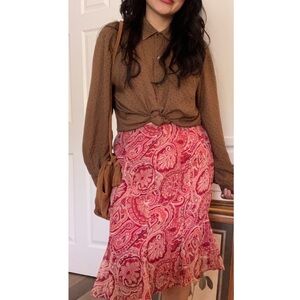Vintage Red paisley flare skirt